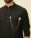 alt message - Manyavar Men Fairy Tale Pink Pearl Embedded Chain Brooch image number 2