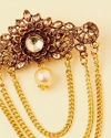 Ruby Red and Gold Embellished Chain Brooch image number 1