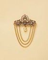 Manyavar Men Indigo Blue Stone Embedded Floral Brooch