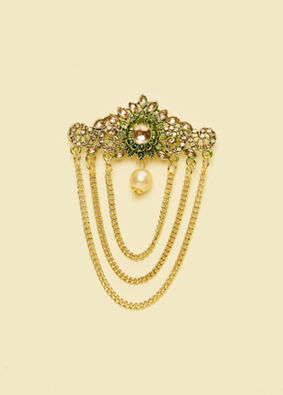 Manyavar Men Dark Green Exquisite Brooch