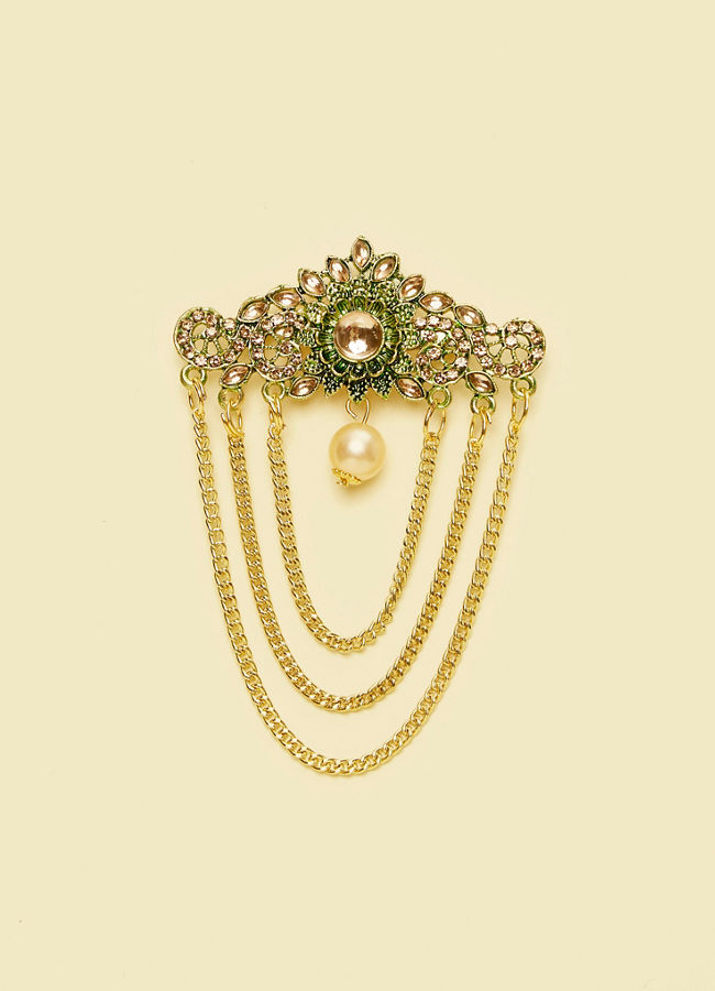 Manyavar Men Dark Green Exquisite Brooch