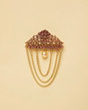 Manyavar Men Red and Gold Simulant Polki Embellished Floral Brooch with Meenakari Work