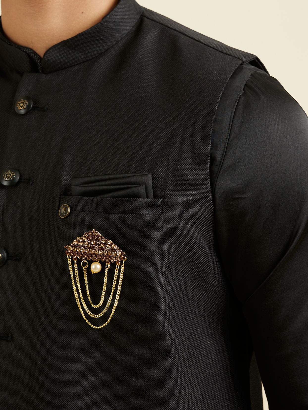 Manyavar Men Brown Elegance Brooch