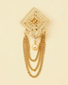 alt message - Manyavar Men Antique White Pearl Adorned Chain Brooch image number 0