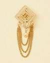 Manyavar Men Antique White Pearl Adorned Chain Brooch
