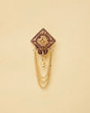 Manyavar Men Red and Gold Rhinestone Embellished Brooch with Meenakari Work
