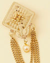 Manyavar Men Antique White Pearl Adorned Chain Brooch