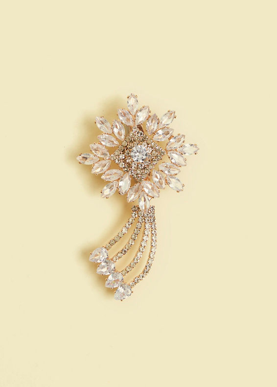 Manyavar Men Gold Rhinestone Embellished Brooch