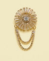 alt message - Manyavar Men Golden Chained Brooch with Polki stones image number 0