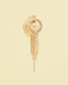 Manyavar Men Golden Round Tassel Detailed Rhinestone Embellished Brooch
