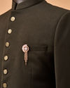 Manyavar Men Gold Brooch with Crystal Detailing