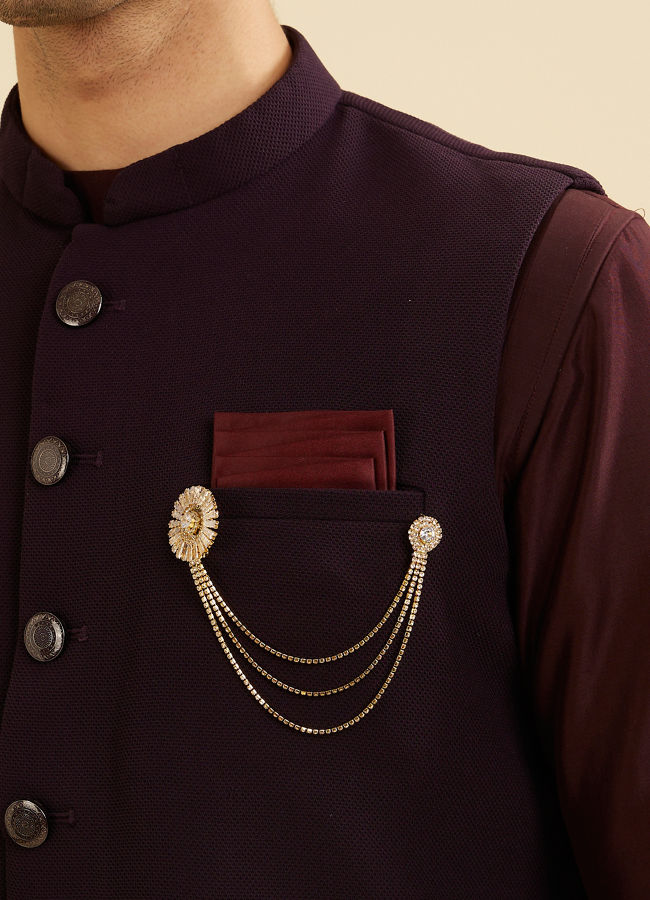 Manyavar Men Golden Brilliance Brooch image number 0