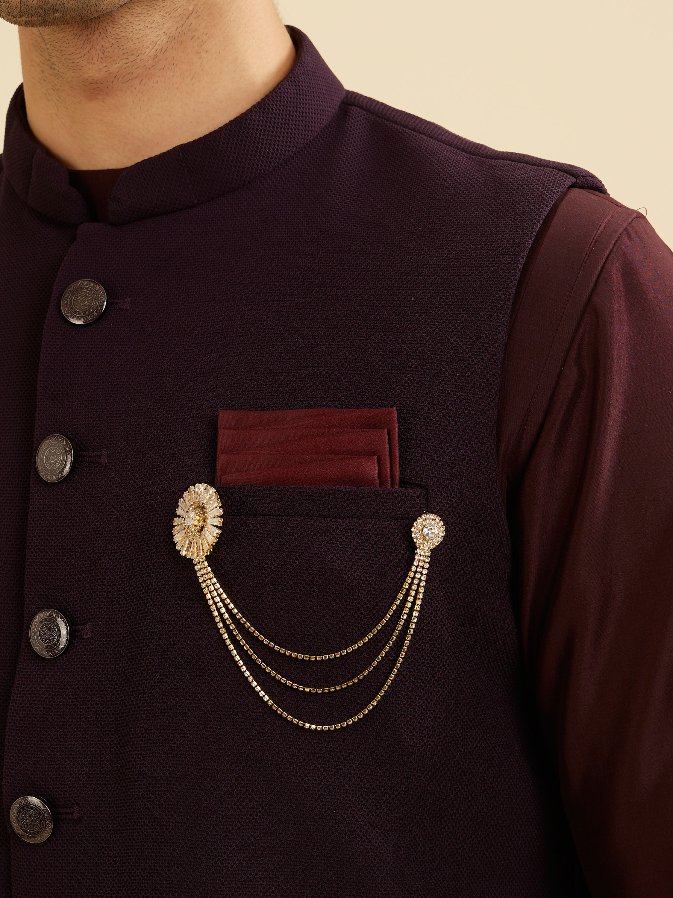 Manyavar Men Golden Brilliance Brooch