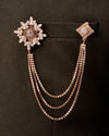 Manyavar Men Gold Brooch with Chain Detail