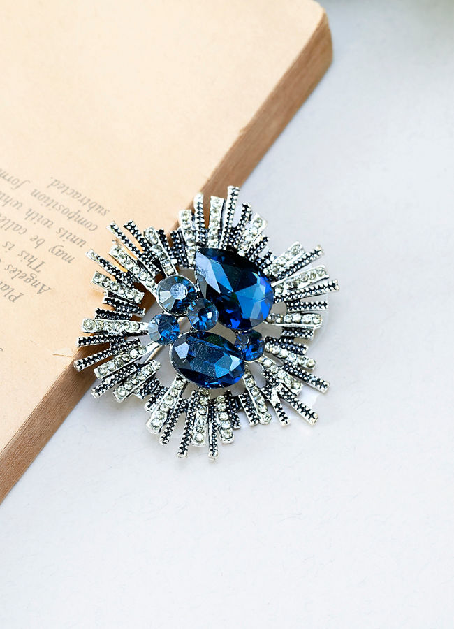 Manyavar Men Regal Dark Blue Festive Brooch