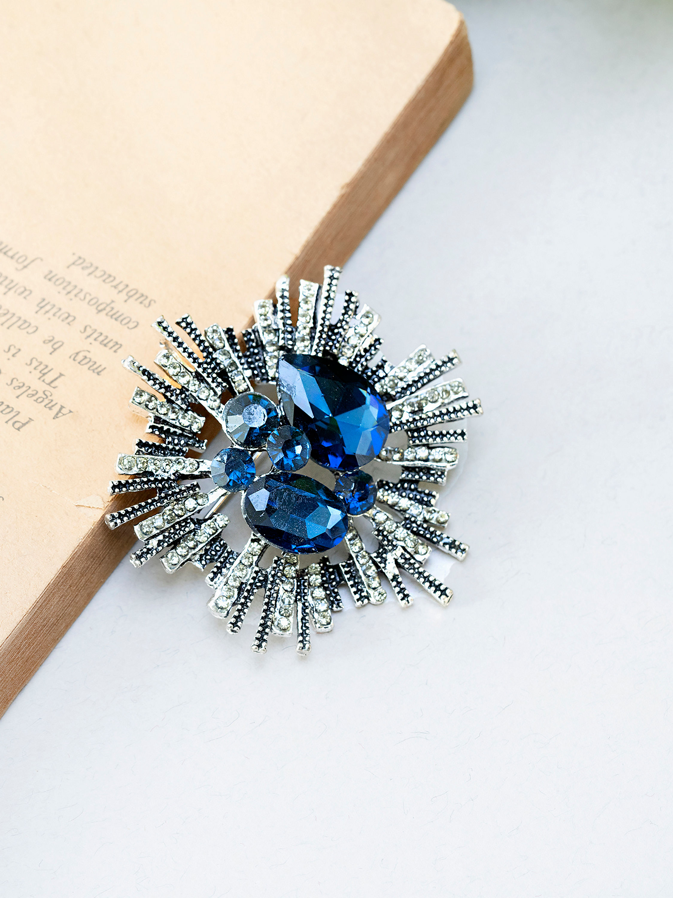 Manyavar Men Regal Dark Blue Festive Brooch