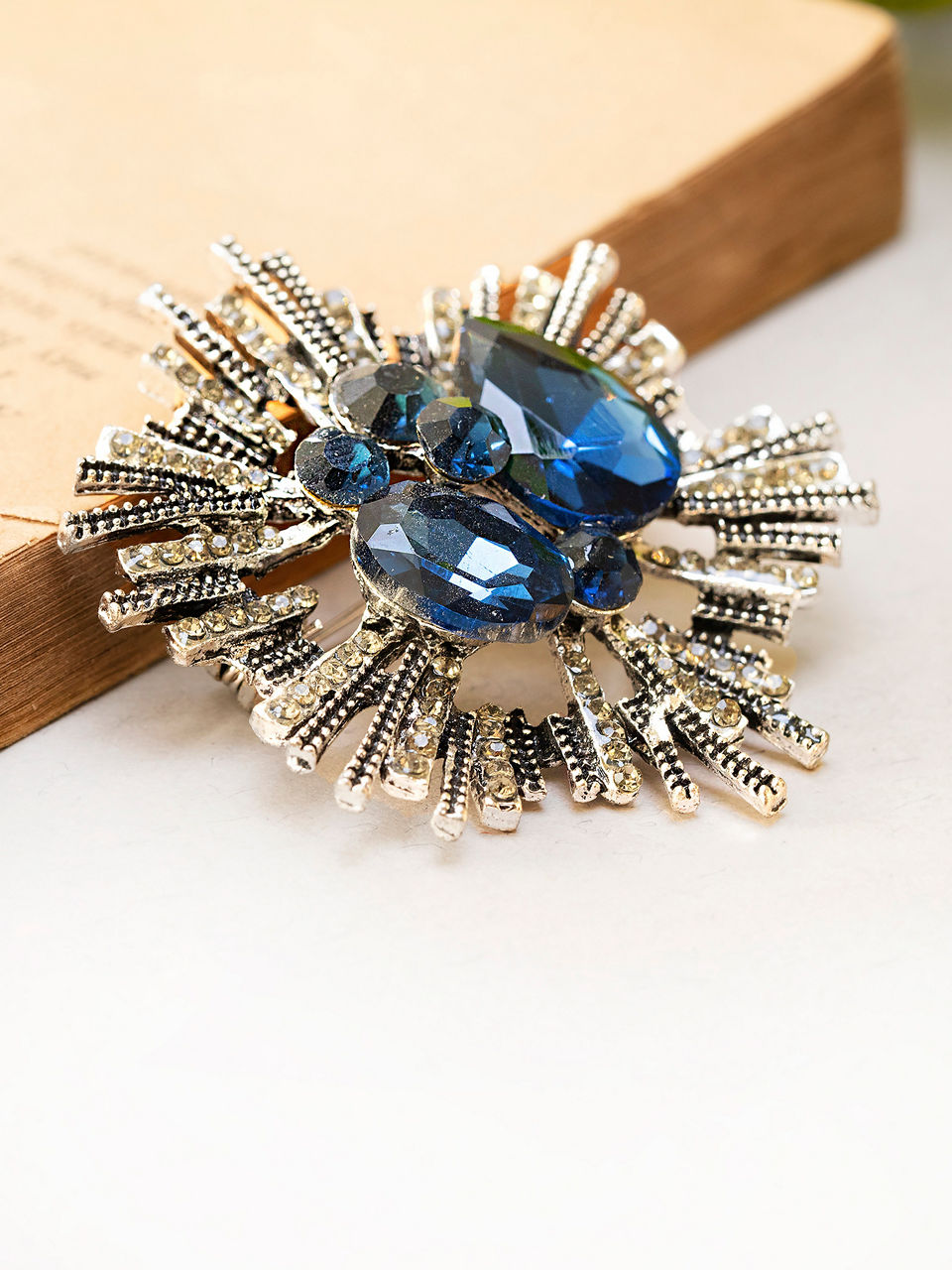 Manyavar Men Regal Dark Blue Festive Brooch