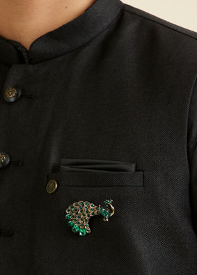 Manyavar Men Emerald Exotic Brooch