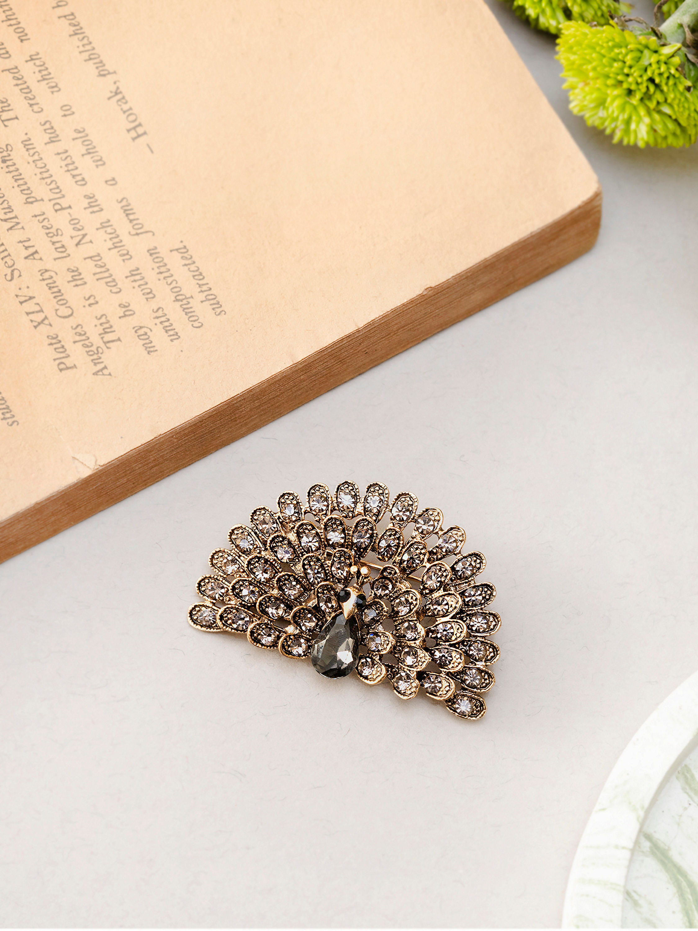 Manyavar Men Black Regal Brooch