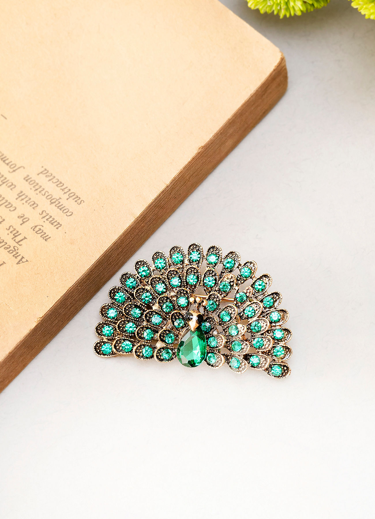 Manyavar Men Dark Green Exquisite Brooch