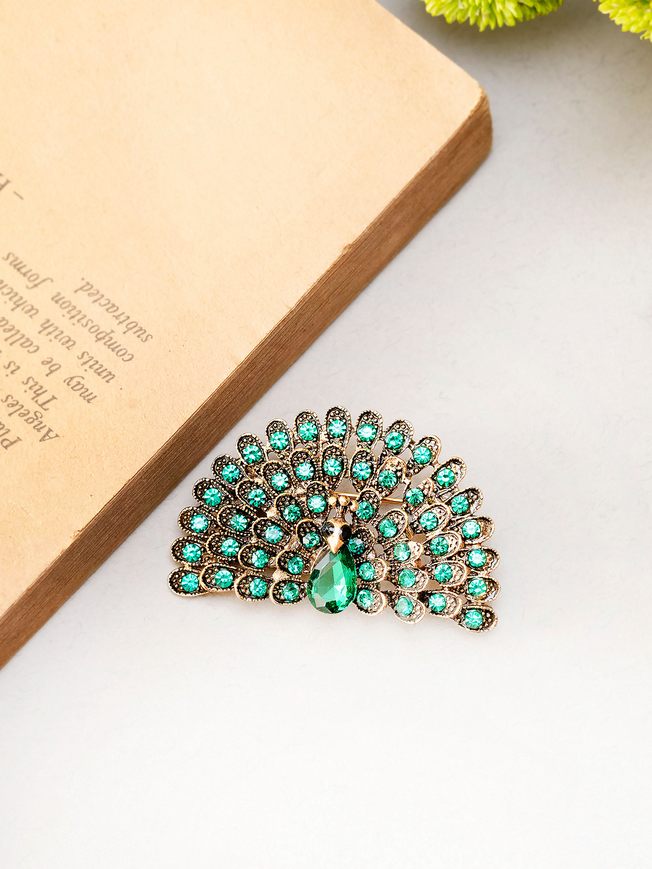 Manyavar Men Dark Green Exquisite Brooch