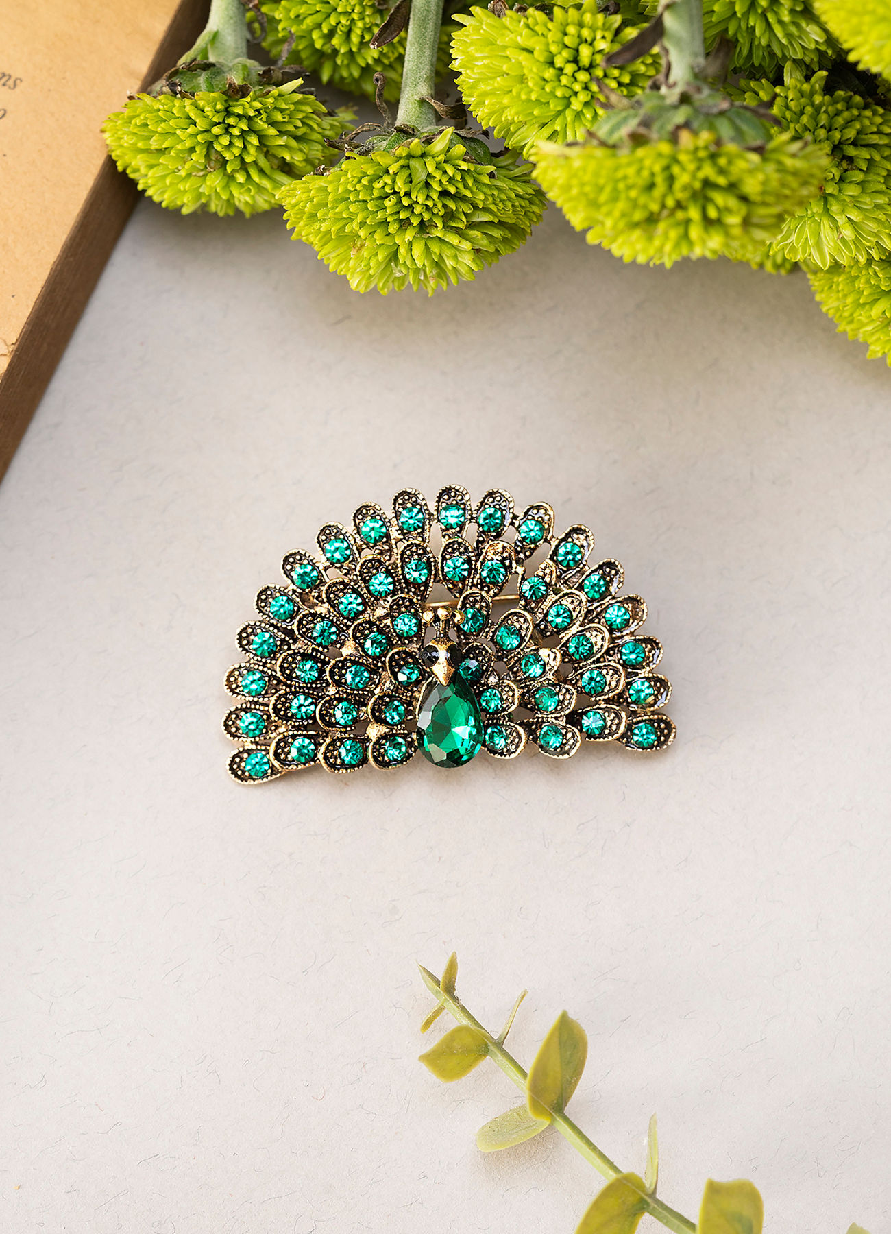 Manyavar Men Dark Green Exquisite Brooch