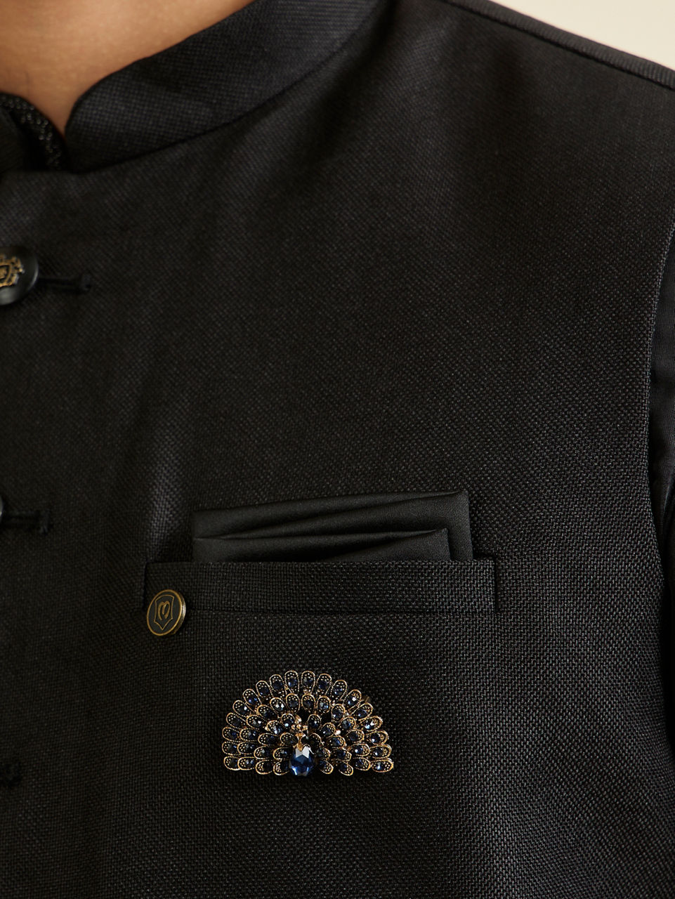 Manyavar Men Elegant Dark Blue Brooch