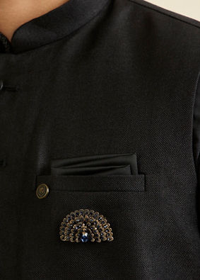 Manyavar Men Elegant Dark Blue Brooch