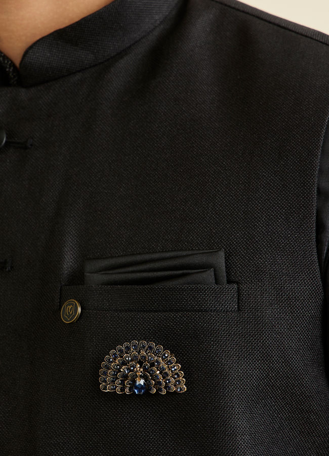 Manyavar Men Elegant Dark Blue Brooch