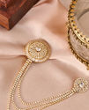 Manyavar Men Gold Brooch with Crystal Embellishments