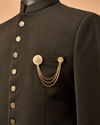 Manyavar Men Gold Brooch with Crystal Embellishments