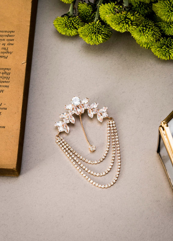 Manyavar Men Rose Gold Elegance Brooch