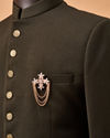 Manyavar Men Gold Brooch with Floral Embellishments