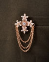 Manyavar Men Gold Brooch with Floral Embellishments