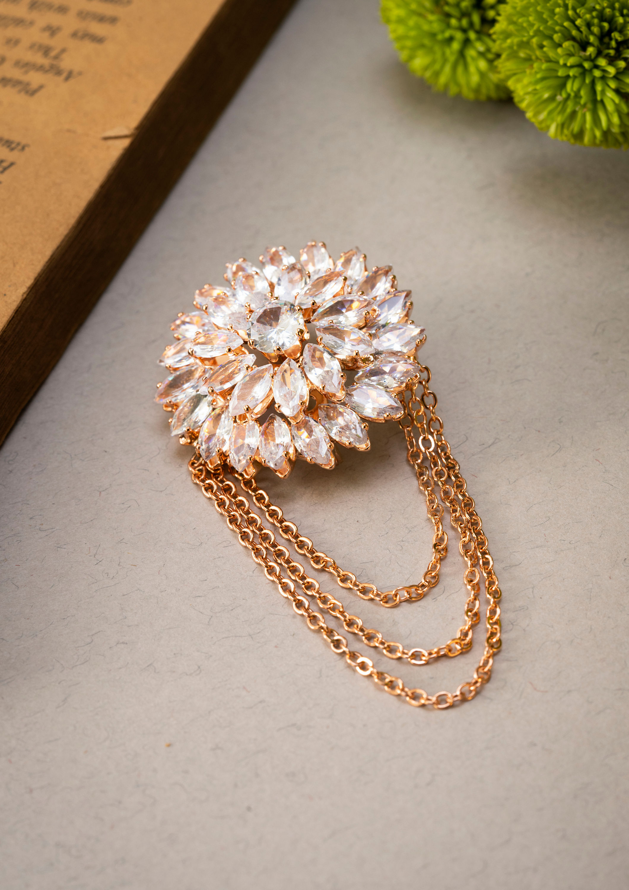 Manyavar Men Rose Gold Elegance Brooch