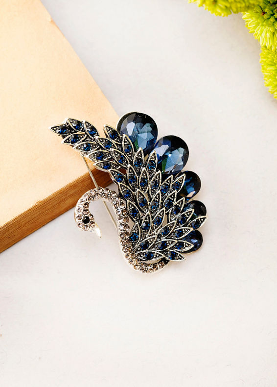 Manyavar Men Blue Galaxy Brooch