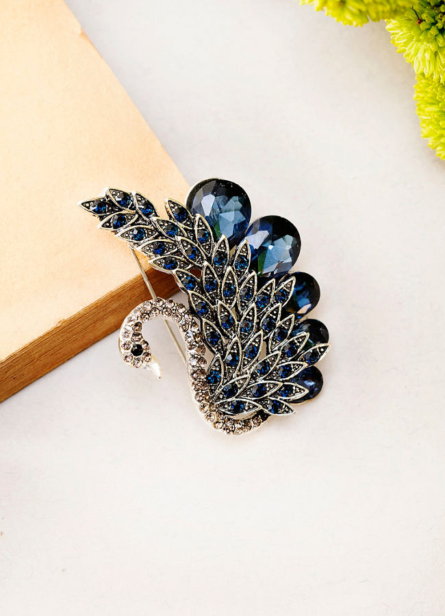 Manyavar Men Blue Galaxy Brooch