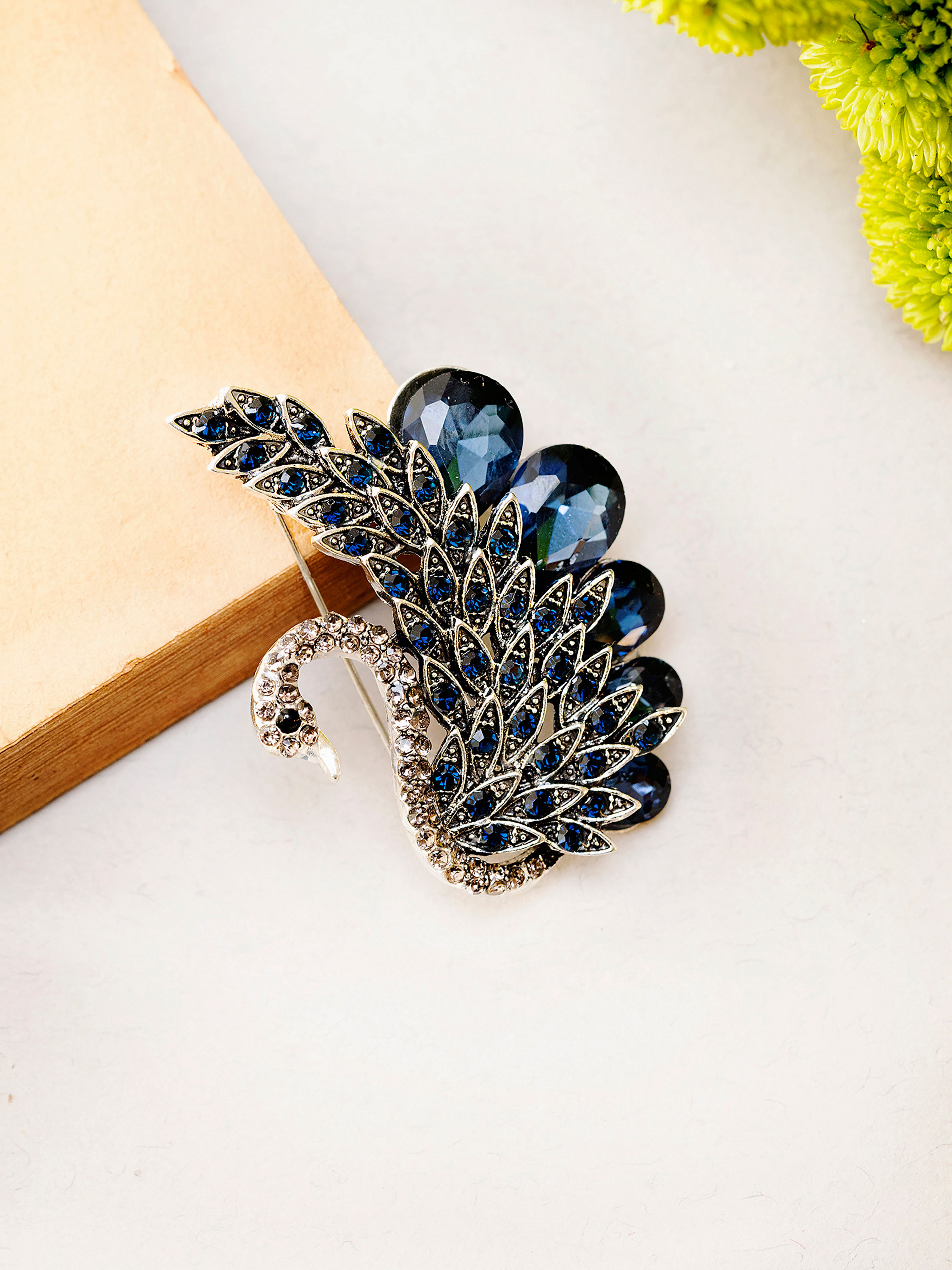 Manyavar Men Blue Galaxy Brooch