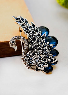 Manyavar Men Blue Galaxy Brooch