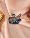 Manyavar Men Blue Brooch with Peacock Design