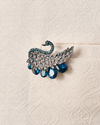 Manyavar Men Blue Brooch with Peacock Design