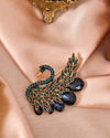Manyavar Men Blue Brooch with Peacock Design