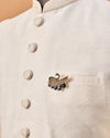 Manyavar Men Blue Brooch with Peacock Design