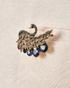 Manyavar Men Blue Brooch with Peacock Design