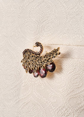 Manyavar Men Brown Brooch with Peacock Design