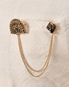 Manyavar Men Black Brooch with Decorative Chain