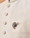 Manyavar Men Blue Brooch with Peacock Design