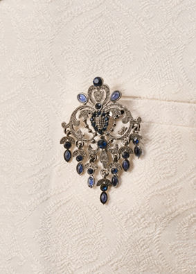 Manyavar Men Blue Brooch with Embellishments