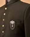 Manyavar Men Grey Brooch with Pearl Detailing