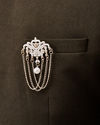 Manyavar Men Grey Brooch with Pearl Detailing